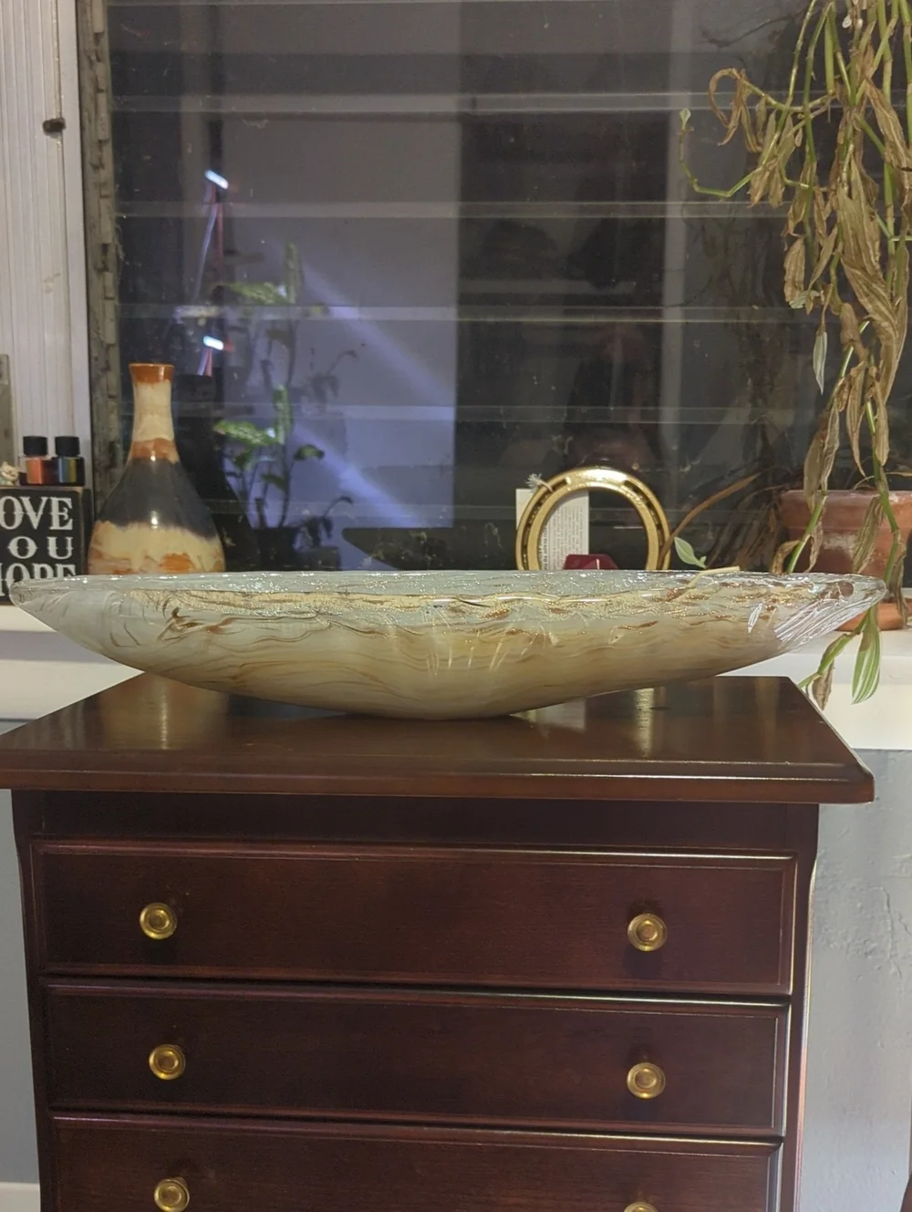 Antonio Tammaro Murano Glass Long Coffee Table 3 Wick Candle Gold And White NWT